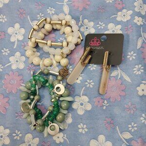 3156 Lot of 6 Bracelets and One Pair of Paparazzi Earrings